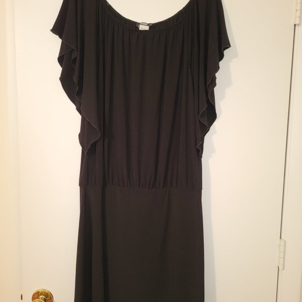MSK Blouson Waist Black Dress, Size L